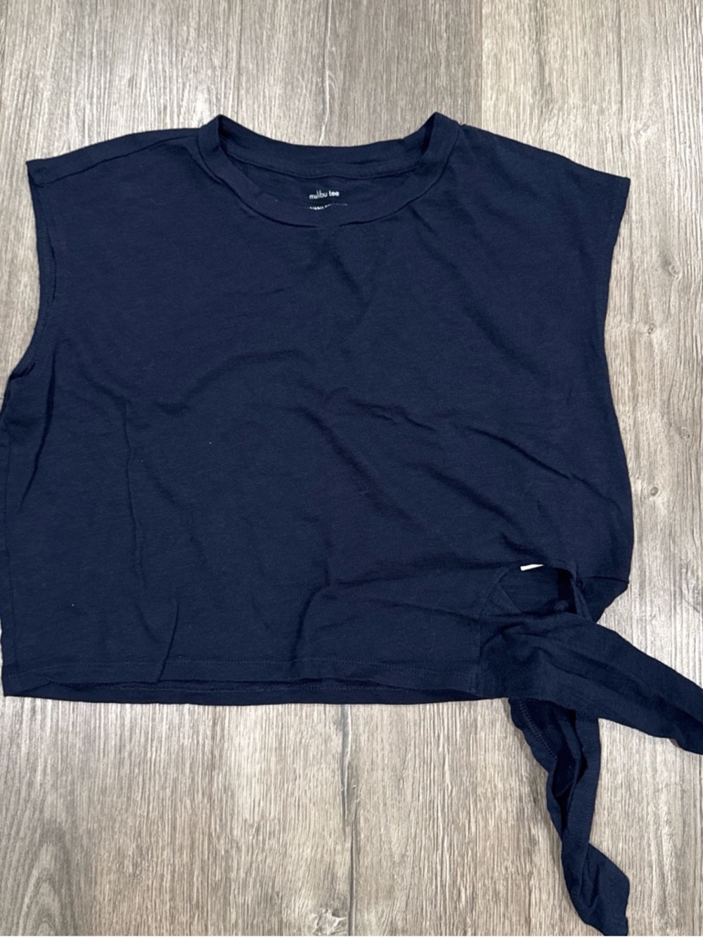 Banana Republic Navy Cropped Crewneck Tank with Side Tie